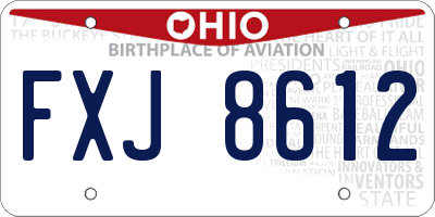 OH license plate FXJ8612