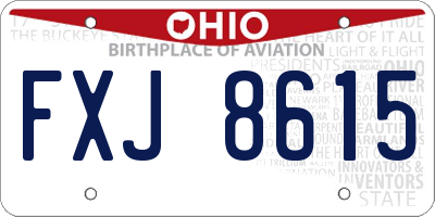 OH license plate FXJ8615