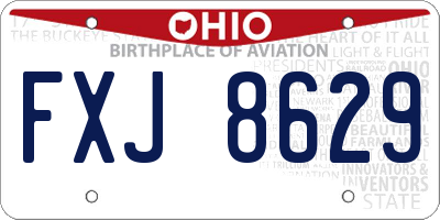 OH license plate FXJ8629