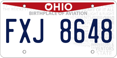 OH license plate FXJ8648