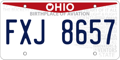 OH license plate FXJ8657