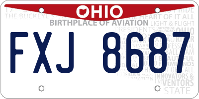 OH license plate FXJ8687