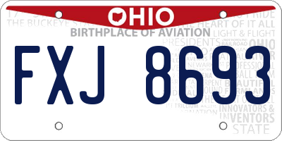 OH license plate FXJ8693