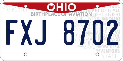 OH license plate FXJ8702