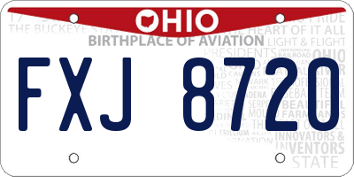 OH license plate FXJ8720