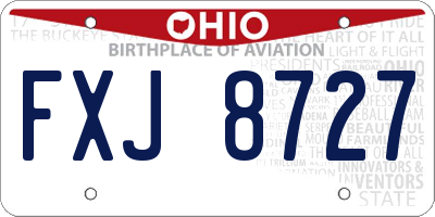 OH license plate FXJ8727
