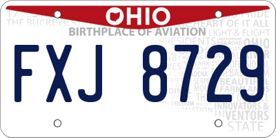 OH license plate FXJ8729