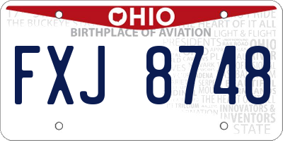 OH license plate FXJ8748