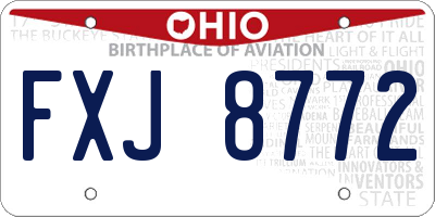 OH license plate FXJ8772