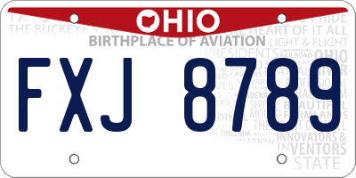 OH license plate FXJ8789