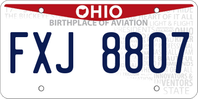 OH license plate FXJ8807