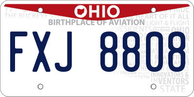 OH license plate FXJ8808