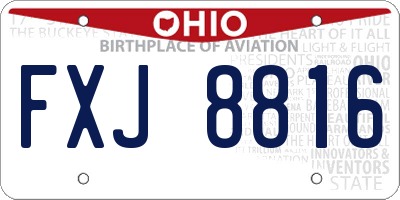 OH license plate FXJ8816