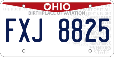 OH license plate FXJ8825