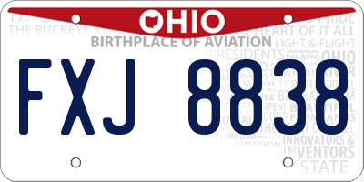 OH license plate FXJ8838