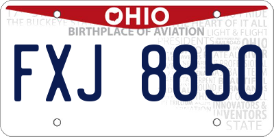 OH license plate FXJ8850