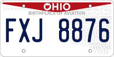 OH license plate FXJ8876