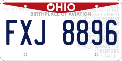 OH license plate FXJ8896