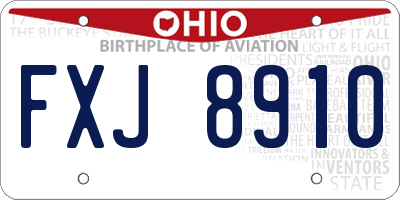OH license plate FXJ8910