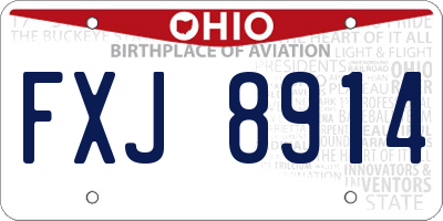 OH license plate FXJ8914