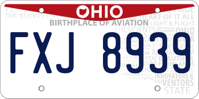 OH license plate FXJ8939