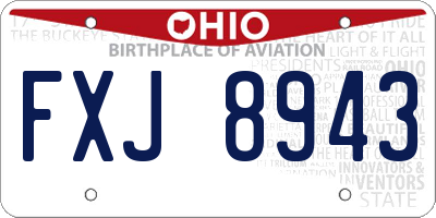OH license plate FXJ8943