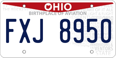 OH license plate FXJ8950