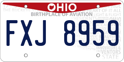 OH license plate FXJ8959