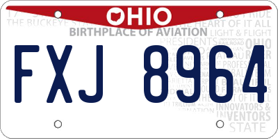 OH license plate FXJ8964