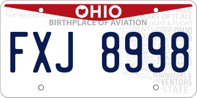 OH license plate FXJ8998