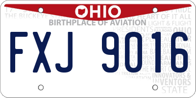 OH license plate FXJ9016