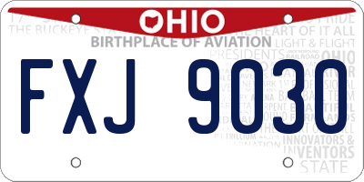 OH license plate FXJ9030