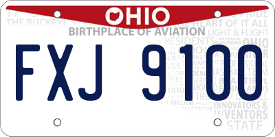 OH license plate FXJ9100