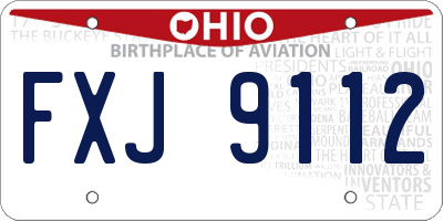 OH license plate FXJ9112