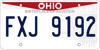 OH license plate FXJ9192