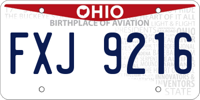 OH license plate FXJ9216