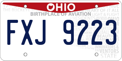 OH license plate FXJ9223
