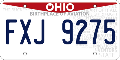 OH license plate FXJ9275
