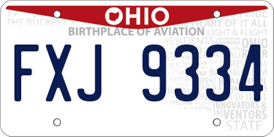 OH license plate FXJ9334