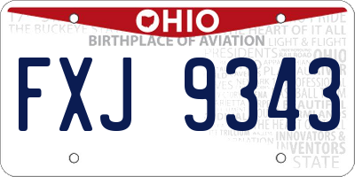 OH license plate FXJ9343