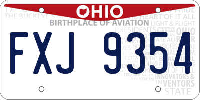 OH license plate FXJ9354