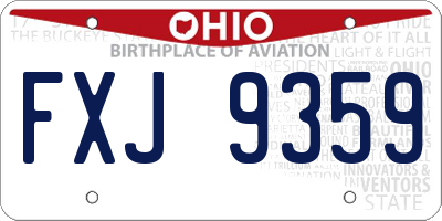OH license plate FXJ9359