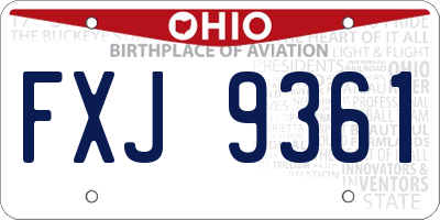 OH license plate FXJ9361