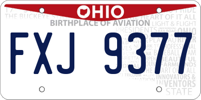 OH license plate FXJ9377