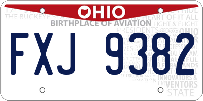 OH license plate FXJ9382
