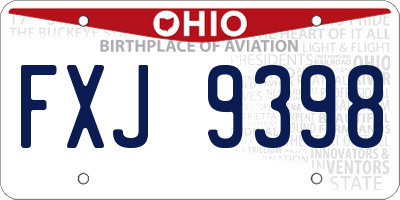 OH license plate FXJ9398