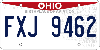 OH license plate FXJ9462