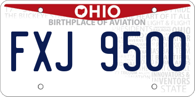 OH license plate FXJ9500
