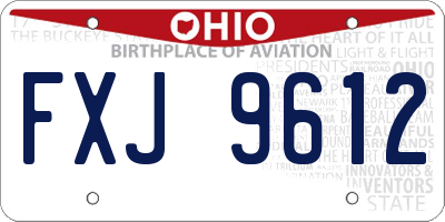 OH license plate FXJ9612