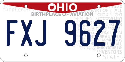 OH license plate FXJ9627